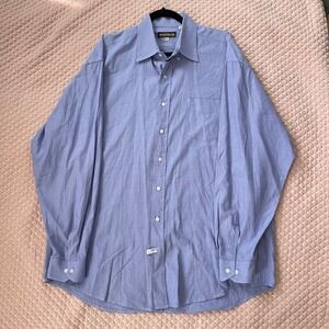 Stetson Men's Polo Dress Shirt  Size XL Blue Long Sleeve‎